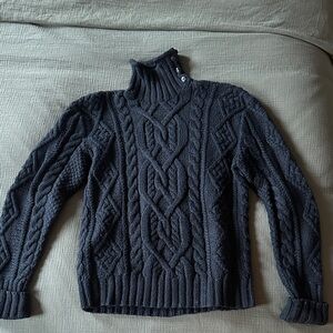 Double RRL Men's Navy Cable Knit Sweater
